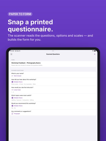 AI Form for google docs iPad screenshot