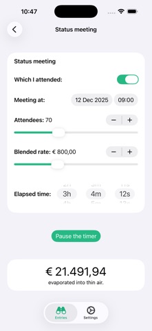 Poof! - Meeting calculator screenshot