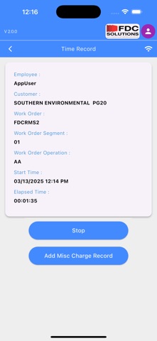 FDC Time Record screenshot