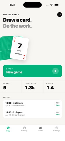 Fitness poker screenshot