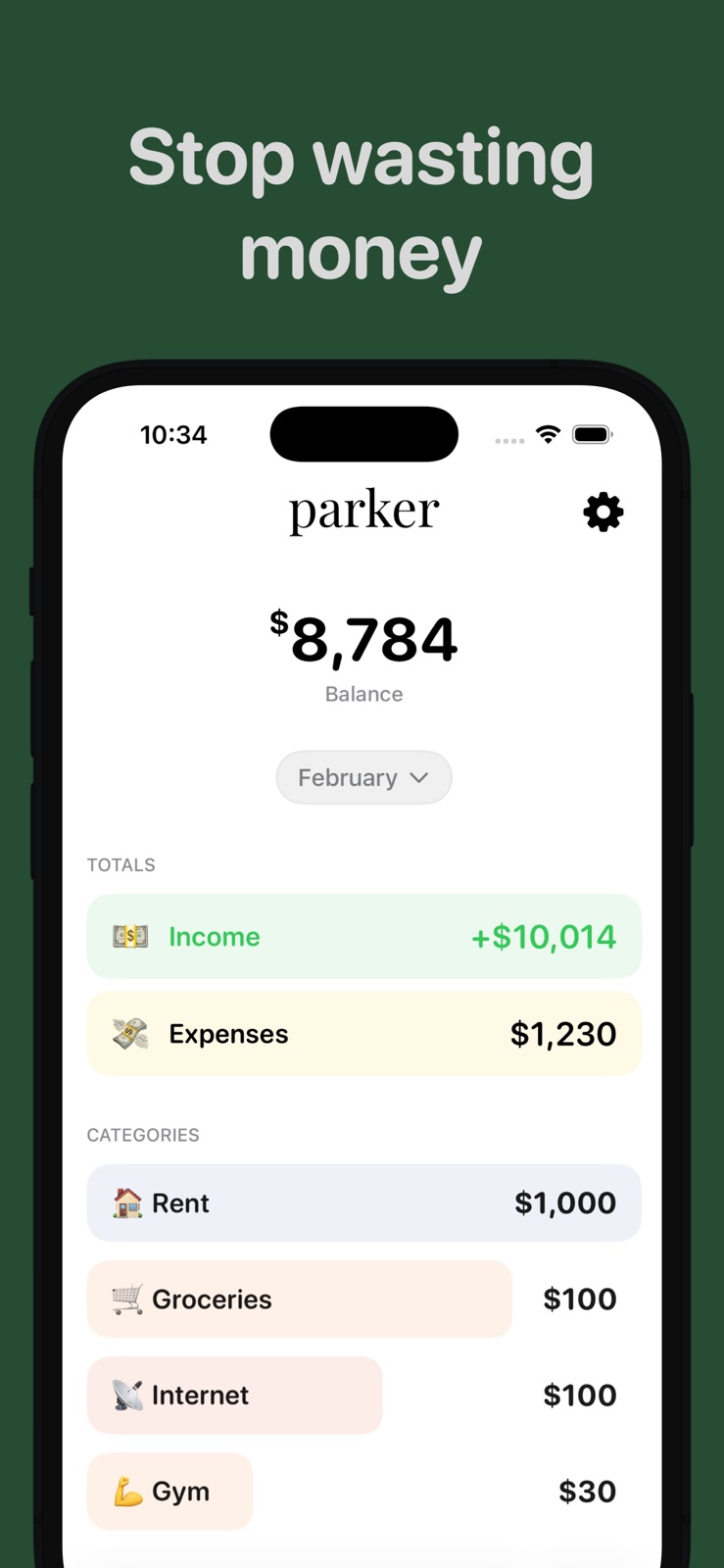 Parker: Expense Tracker Budget iphone screenshot 2