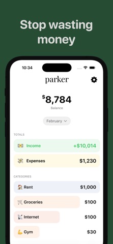 Parker: Expense Tracker Budget screenshot