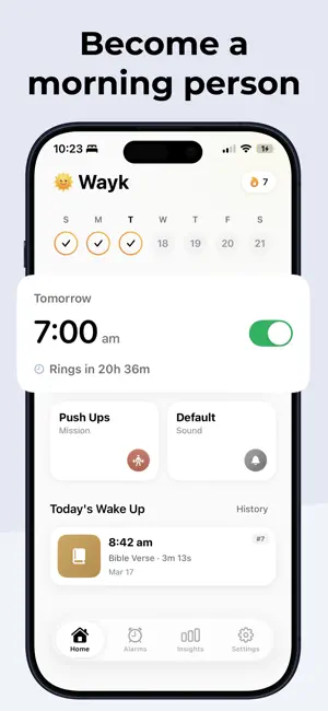 Wayk: Alarm Clock to Wake Up iPhone screenshot 1