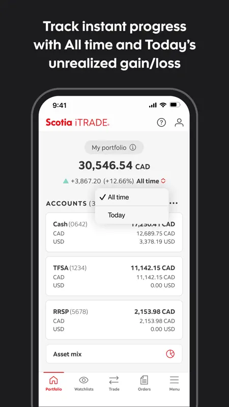 Scotia iTRADE mobile screenshot 2 of 5