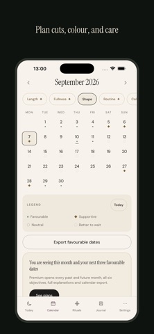 LunaCut: Lunar Hair Calendar iPhone screenshot