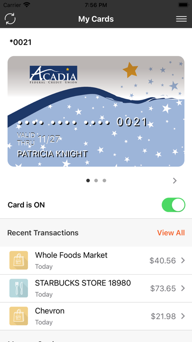 Acadia Smart Card Screenshot