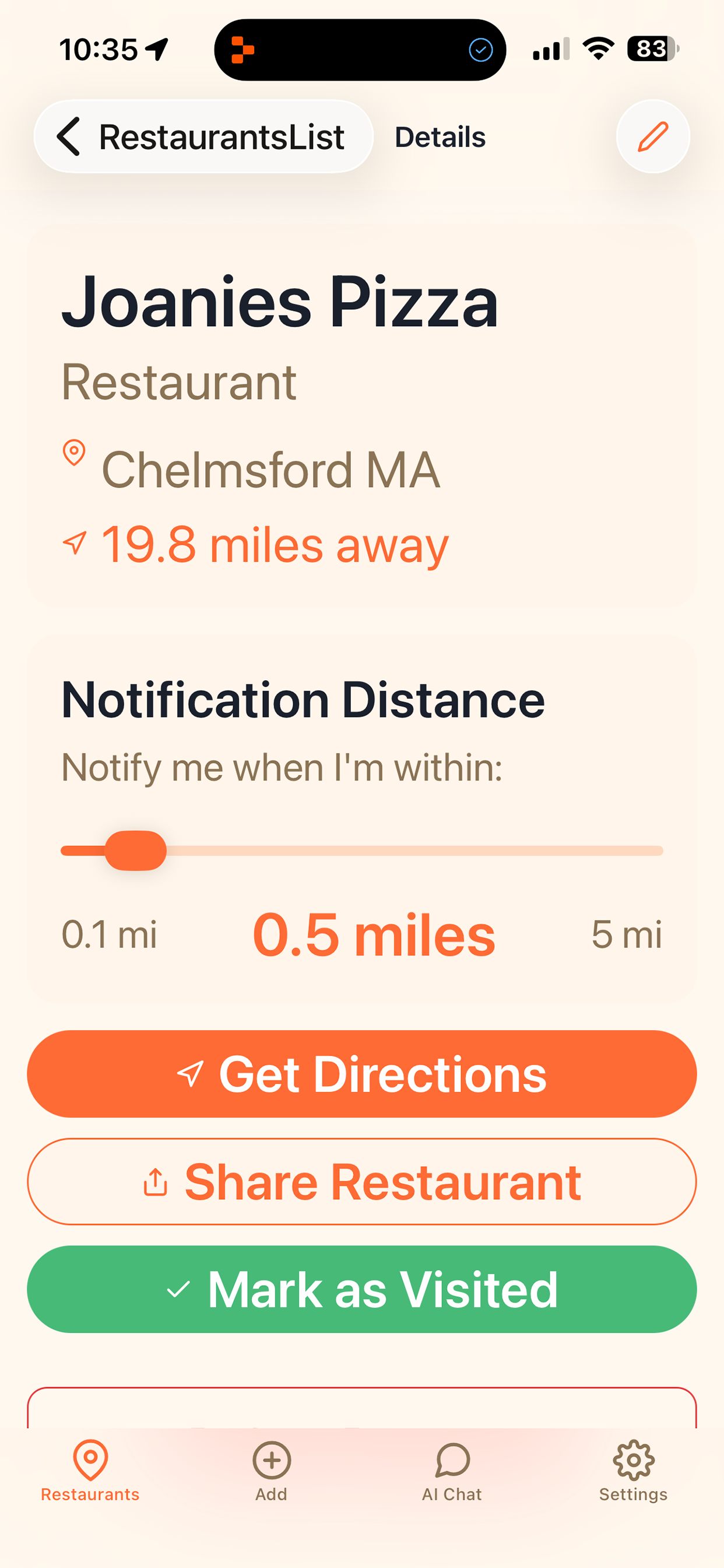 My Restaurant Reminder screenshot 3
