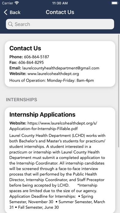 Laurel Co Health Dept KY Screenshot