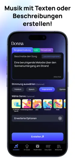 Screenshot von Donna KI Lied Musik Generator auf dem iPhone 2