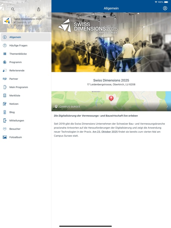 Swiss Dimensions 2025 app screenshot
