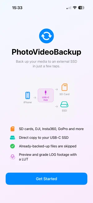 PhotoVideoBackup: SSD Transfer screenshot 1