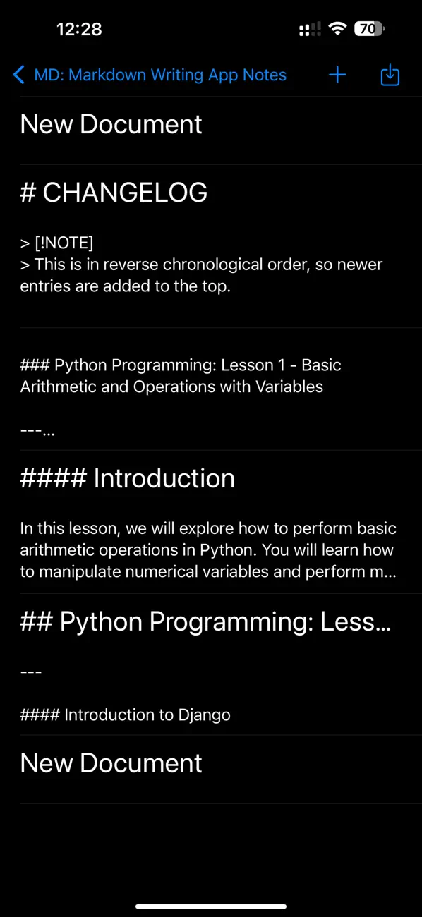 #3. Markdown Notes App (iOS) Ved: Constellation Ltd
