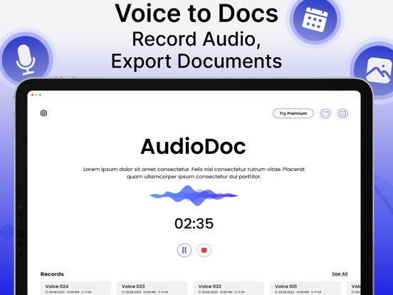 AudioDoc iPad screenshot 1 - Productivity app