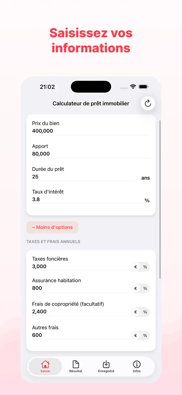 Screenshot #2 pour Simulateur Prêt Immobilier