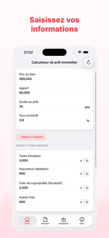 Simulateur Prêt Immobilier screenshot 2 of 5