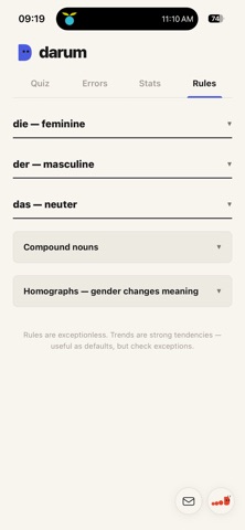 darum: learn German articles iPhone screenshot