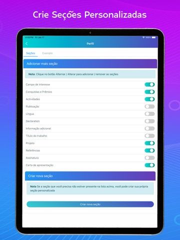 Currículo em PDF, Fazer CV iPad screenshot 8