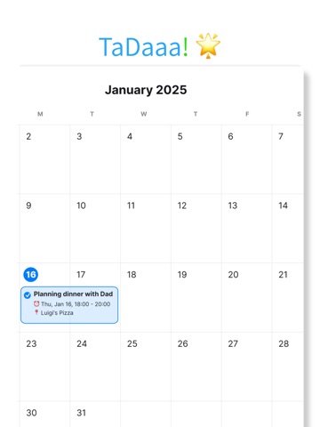 Text 2 Calendar iPad screenshot