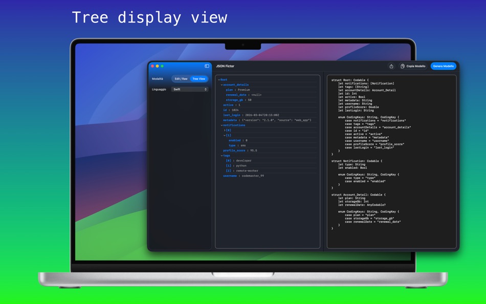 #2. JSONFictor (macOS) Ved: Mario Matrone