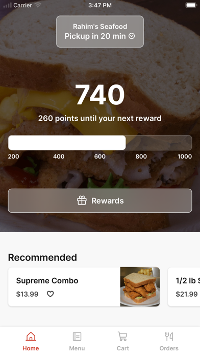 Rahim's Seafood app screenshot