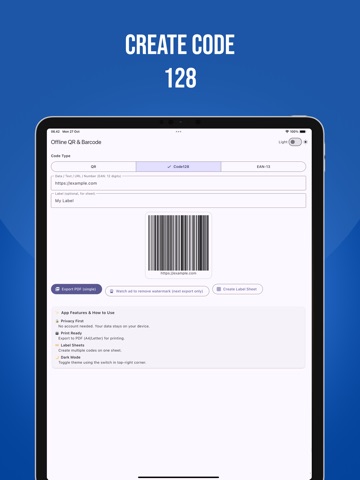 QR & Barcode Label Maker iPad screenshot