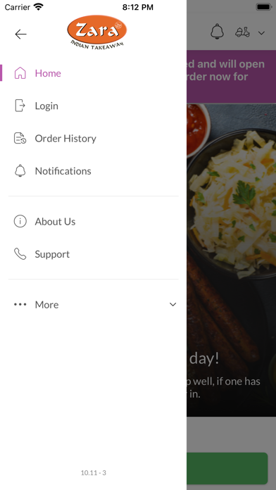 Zara Indian Takeaway. Screenshot