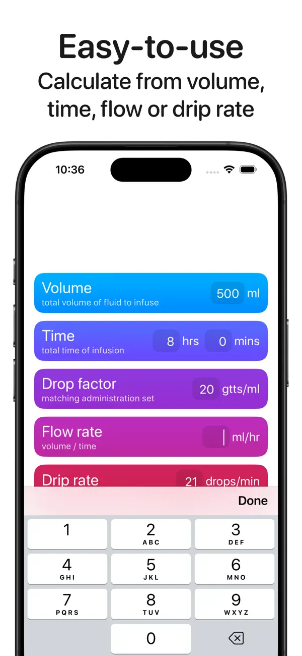 Screenshot #3 pour Drip Rate: IV Drip Rate Calc