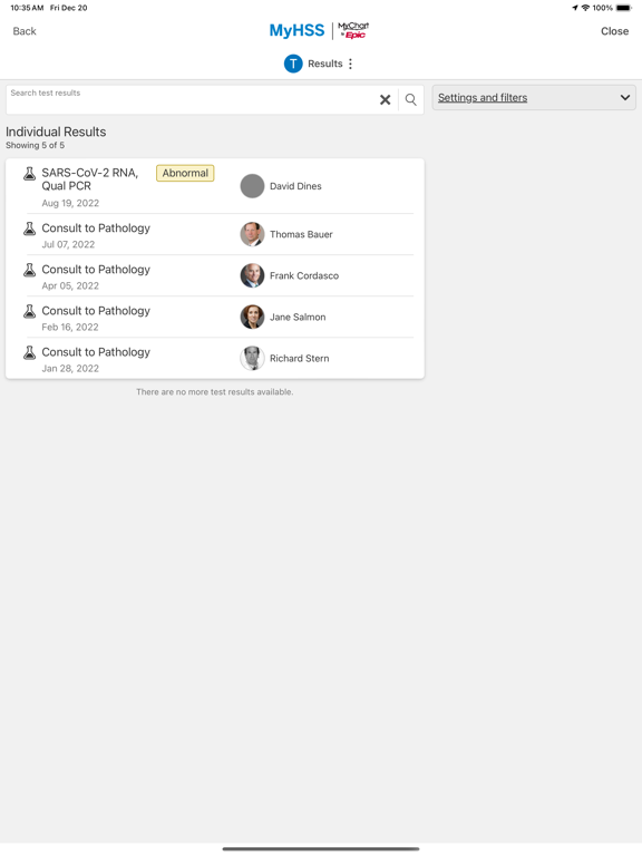 MyHSS iPad screenshot 6 - Medical app