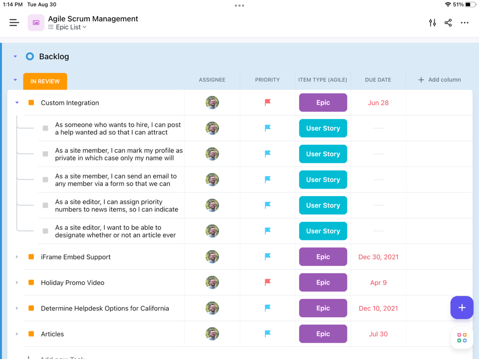#1. ClickUp - Manage Teams & Tasks (iOS) Podle: Mango Technologies, Inc.