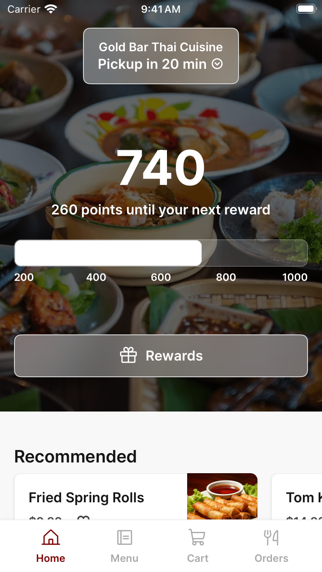 Gold Bar Thai Cuisine iPhone screenshot 1 - Food & Drink app