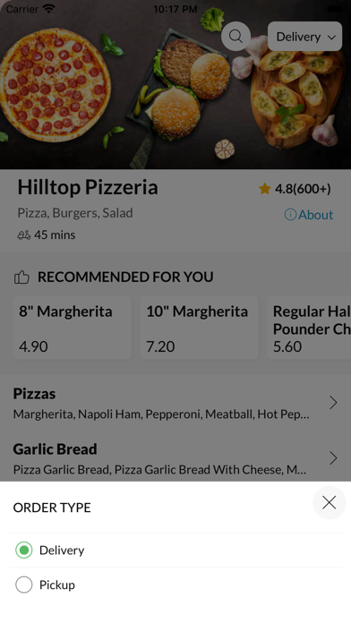 Hilltop Pizzeria Screenshot