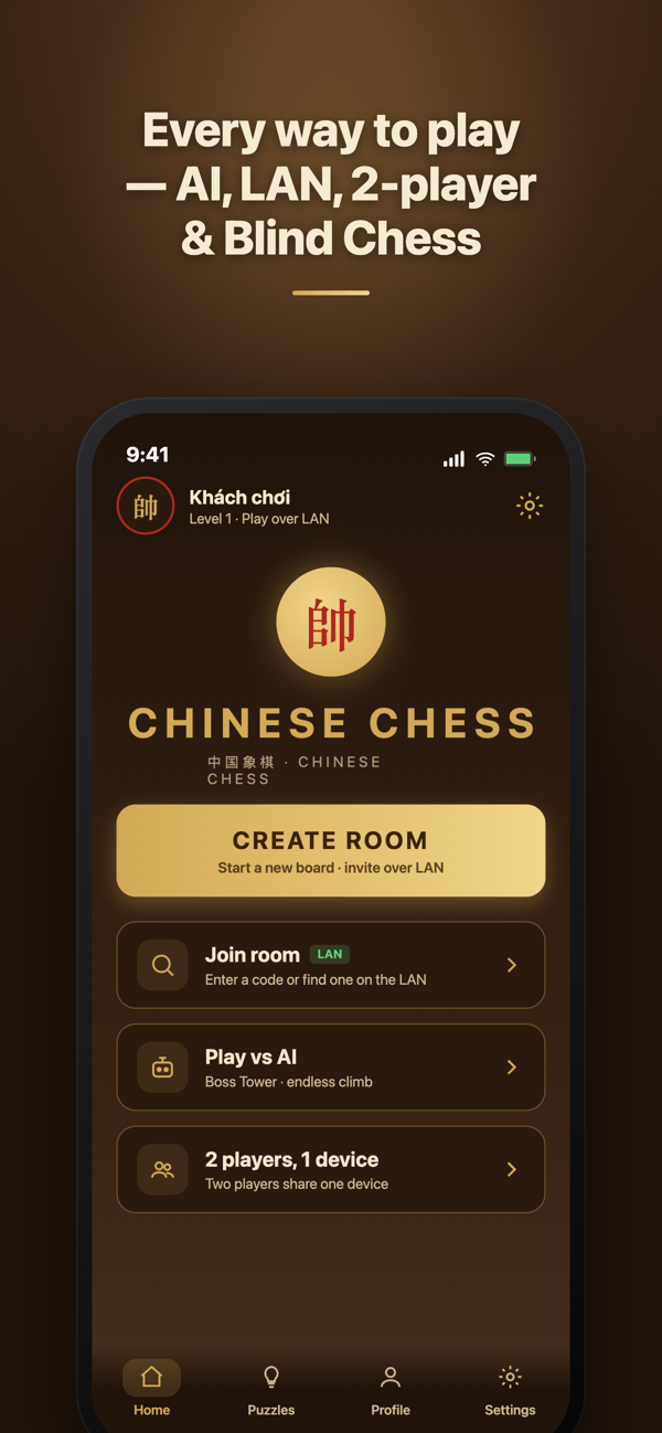 Home: boss tower, LAN, puzzles and Blind Chess