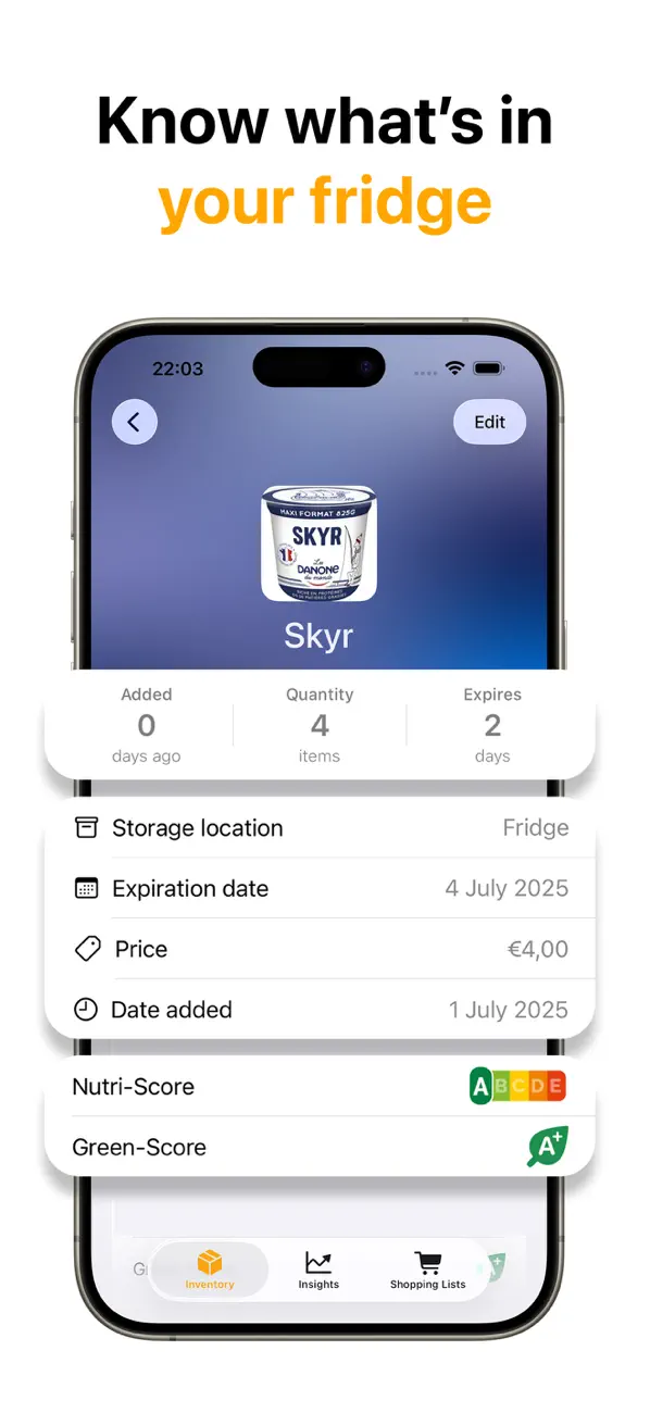 #4. Pantry inventory, FridgeBuddy (iOS) 作者: Charles-Adrien Fournier