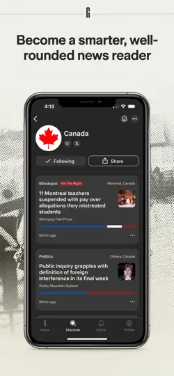 Capture d'écran de Ground News sur iPhone 5