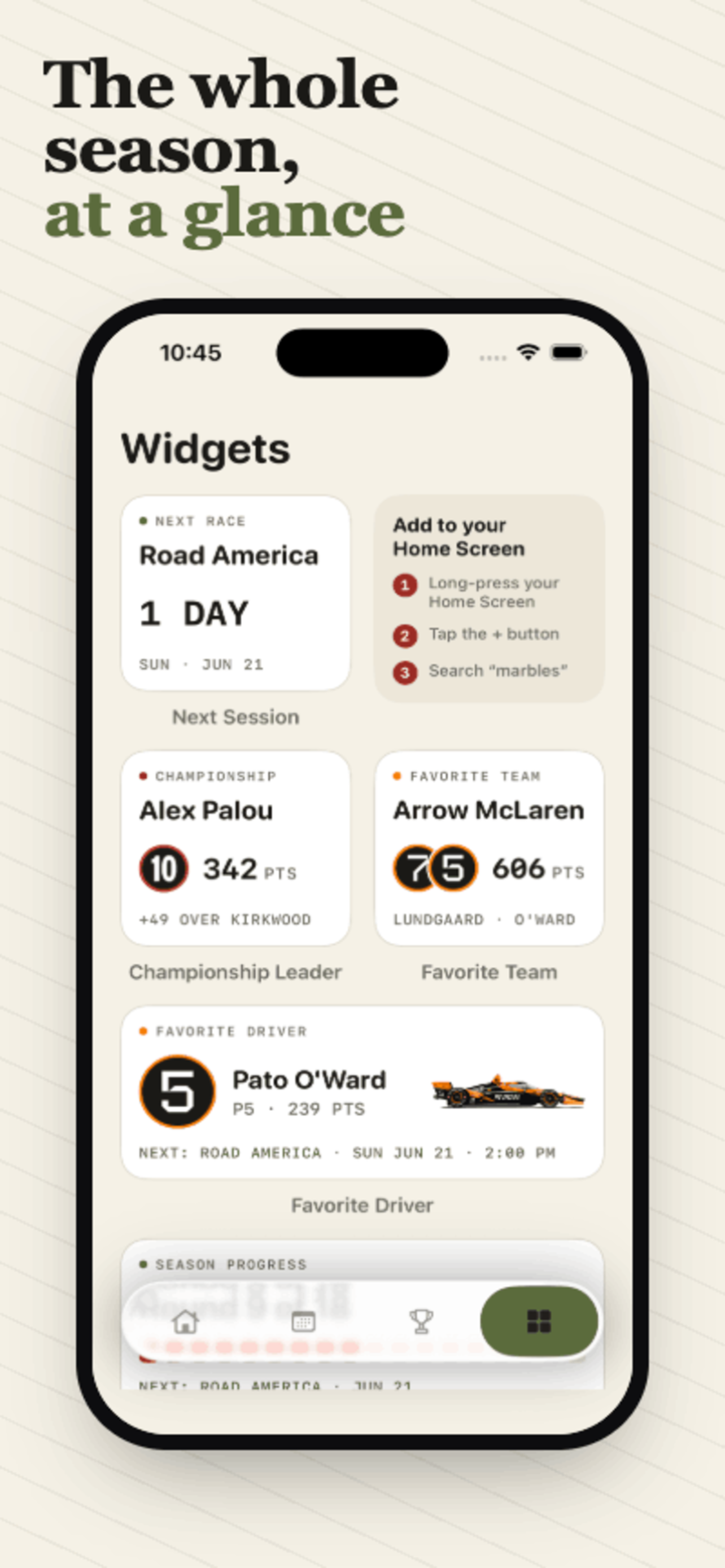 Marbles: IndyCar Widgets screenshot 6