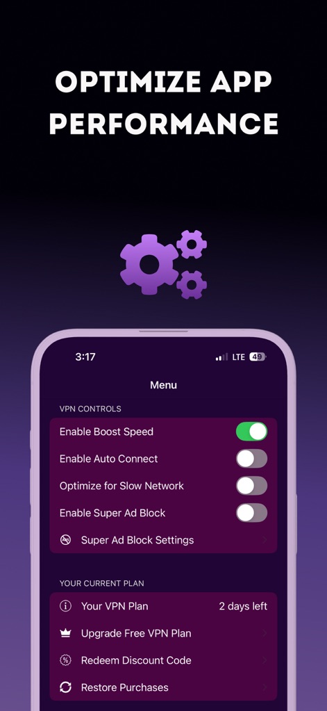 Free VPN by Free VPN .org™ - Performance Settings