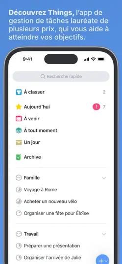Capture d'écran de Things 3 sur iPhone 1
