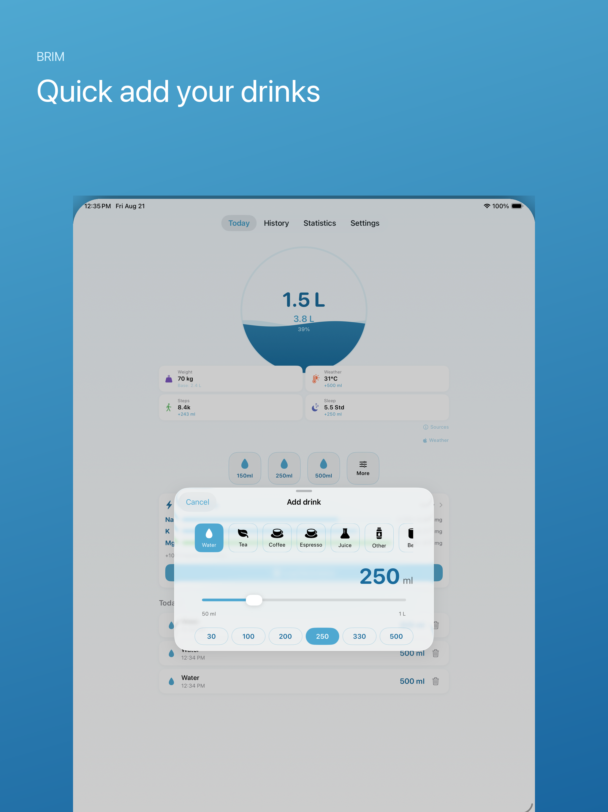 Brim - Smart Water Tracker screenshot 12
