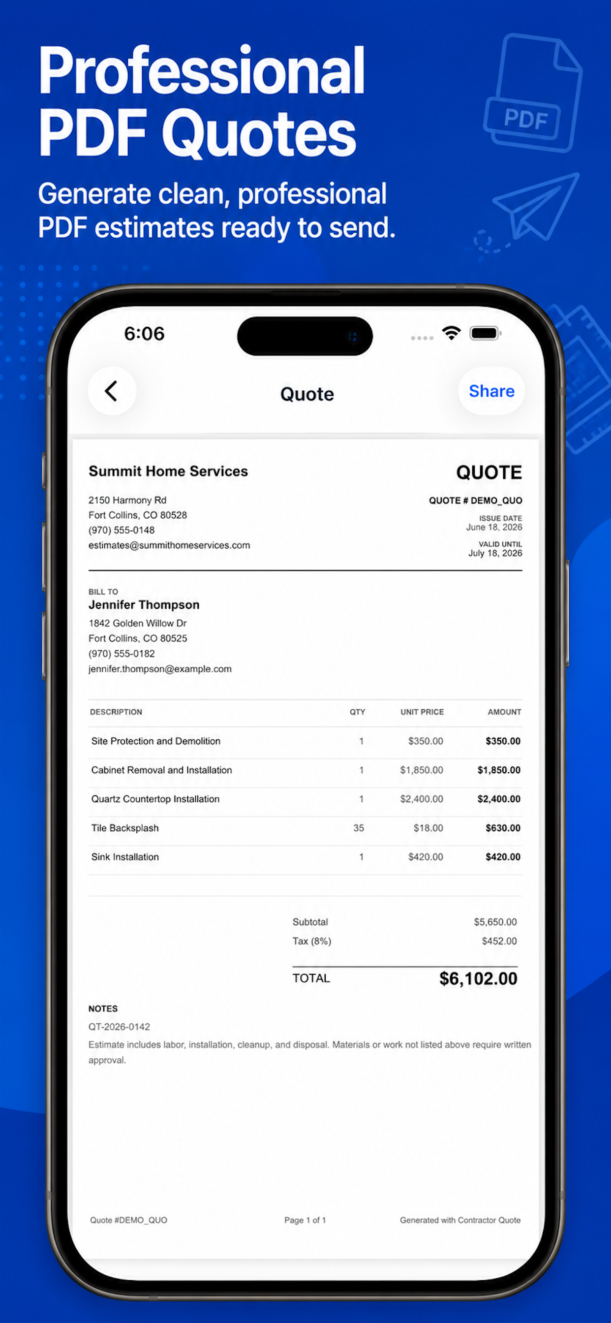 Contractor Estimate & Quote screenshot 4