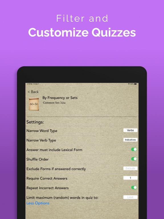 ParseGreekLITE- Greek Quizzing iPad screenshot 6 - Education app