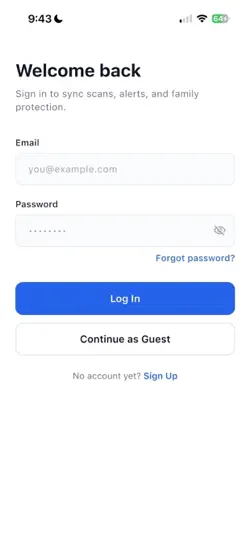 Capture d'écran de Safely — AI Scam Detector sur iPhone 1