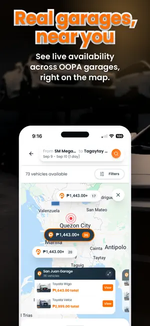 OOPA: Car Rental Philippines iPhone screenshot 2