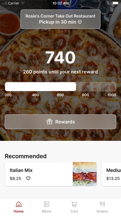Rosie's Corner Takeout iPhone screenshot 1 - Food & Drink app