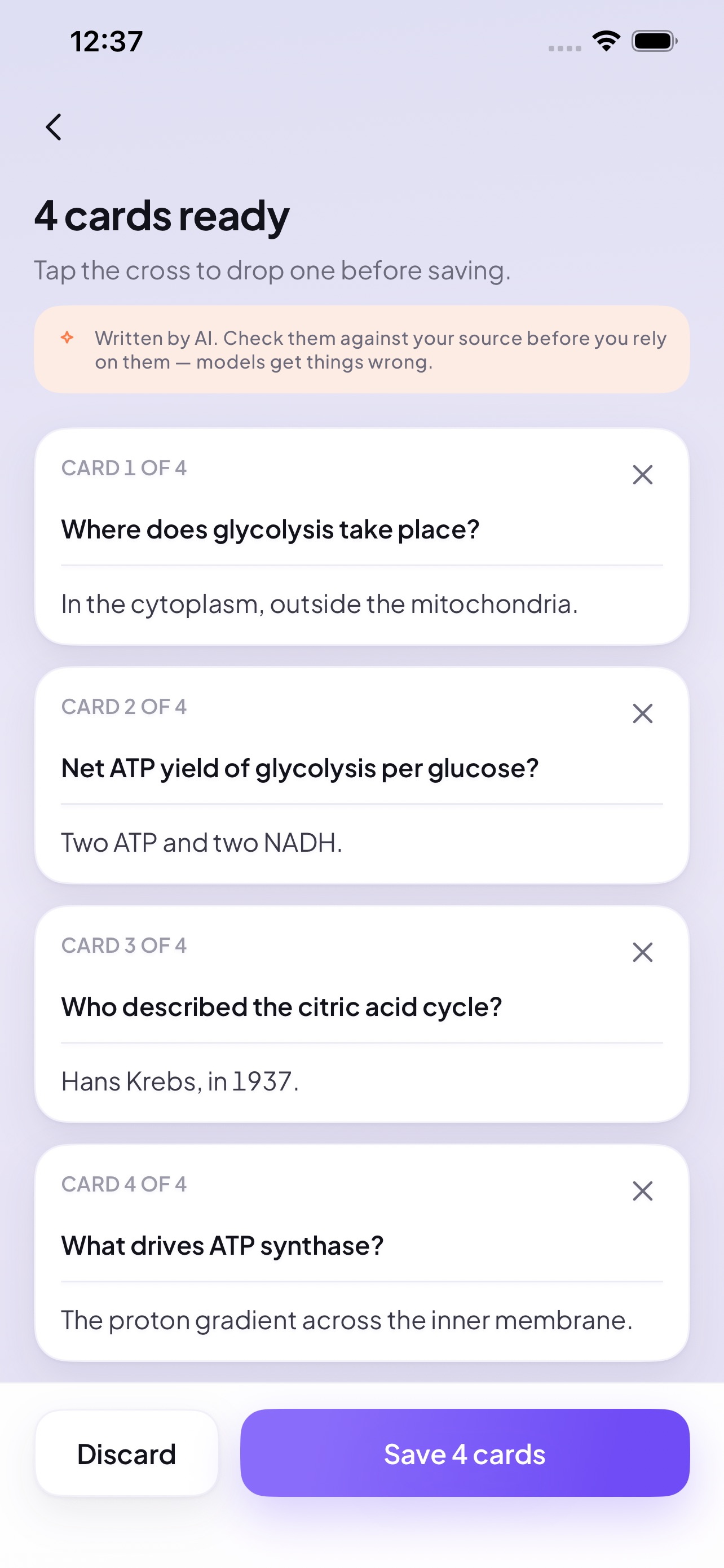 Screenshot 1 of Cardlet flashcards