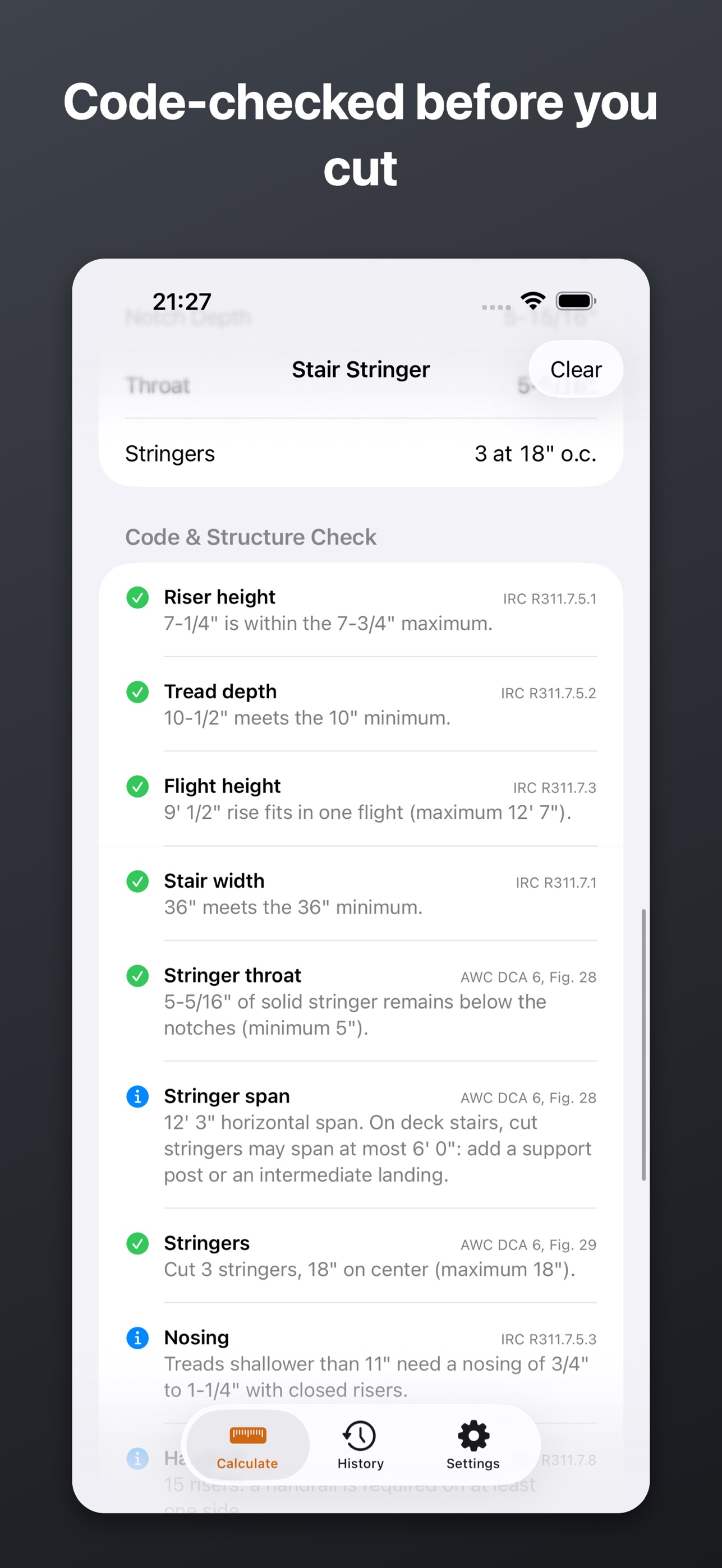 Screenshot 2 of Stair Stringer Calculator Pro