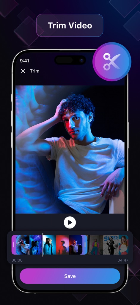 EasyCut : Video Editor & Maker - ユーザーは、直感的なタイムラインコントロールを使用して動画の不要な部分を精密にトリミングし、視覚的なフィードバックを通じて正確な編集ポイントを特定できます。