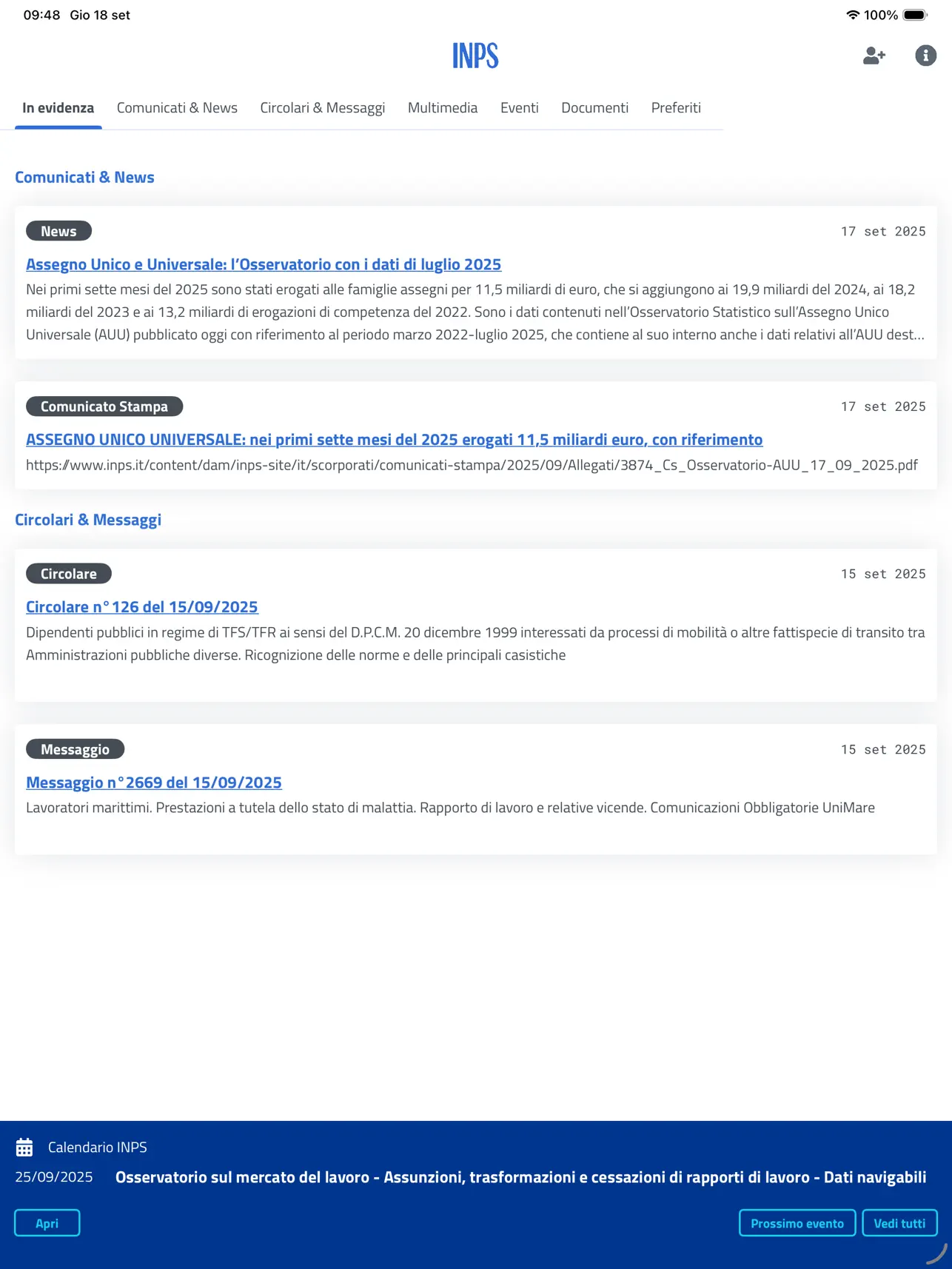 Screenshot #4 pour INPS Ufficio Stampa per Tablet