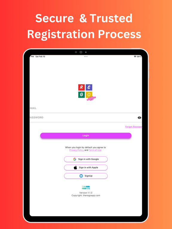 REGO - Movie Social App iPad screenshot 1 - Social Networking app
