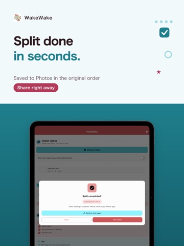 WakeWake: Easy Video Splitter iPad screenshot