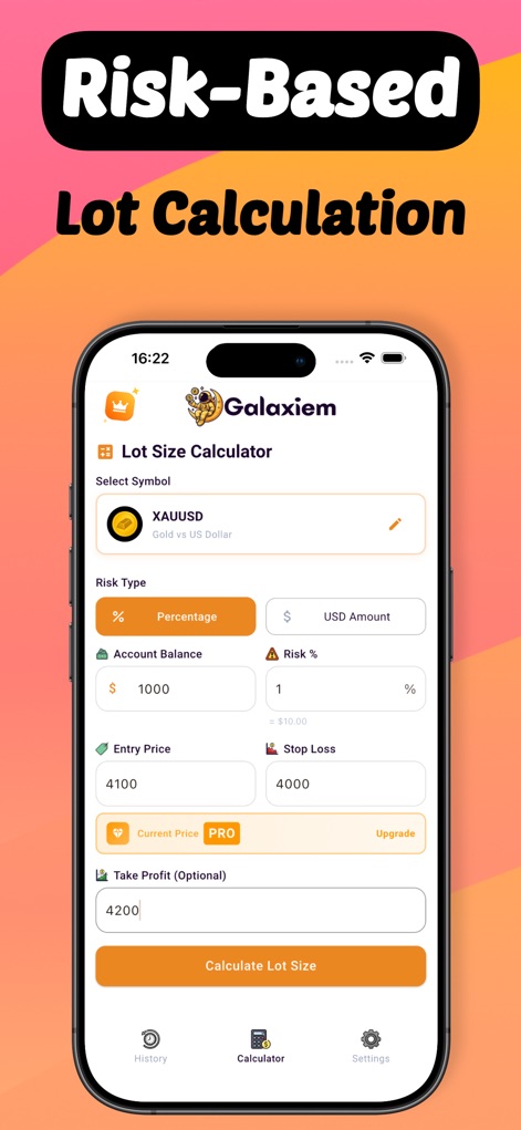 Lot Size Calculator - Galaxiem - Finance App | MWM
